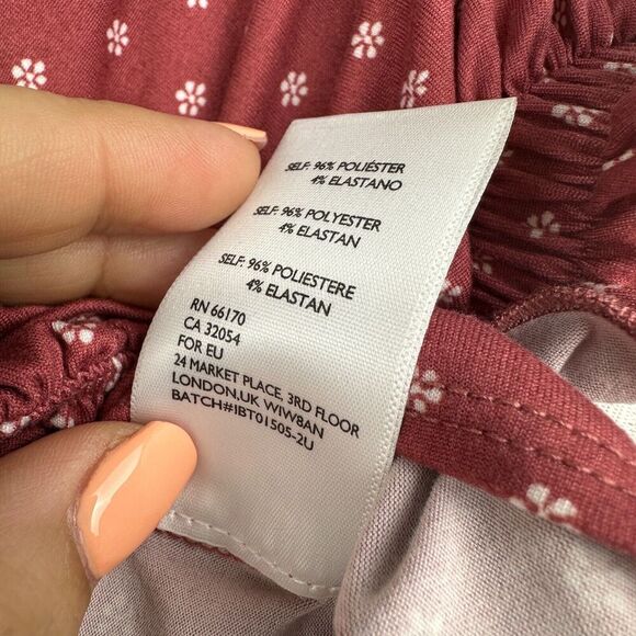 Urban Outfitters Tie Front Crop Top Size M Pink Polka Dot Boho Western Coquette - Picture 7 of 8